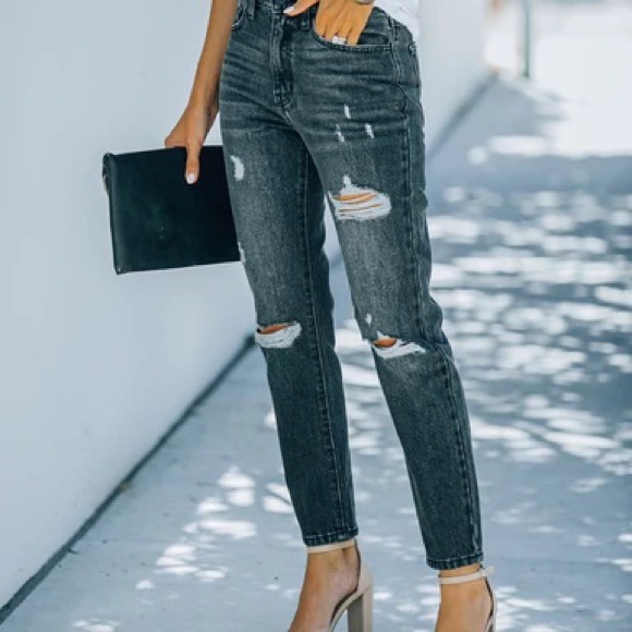 KanCan by Vici Dolls High Waist Mom Distressed Denim- “Kash” - Picture 2 of 7